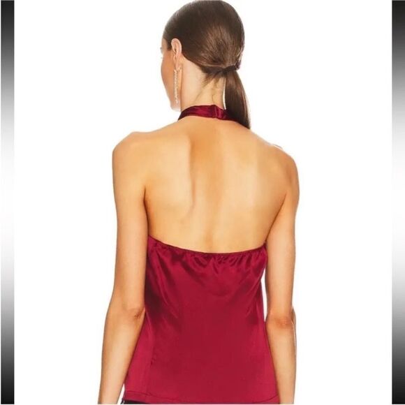 NWT Theory Ertil Convertible Cross Front Plunge Silk
Halter Top Red Dahlia Small - Picture 4 of 12